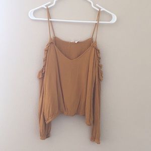 Yellow open shoulder top
